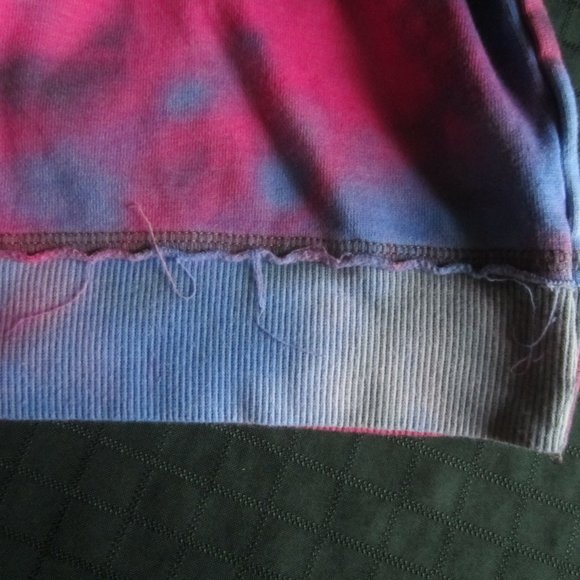 LOVE, FIRE Girl's Sweatshirt Hoodie Size M Tie Dye Fleece Blue Pink Torn Look - Picture 5 of 9